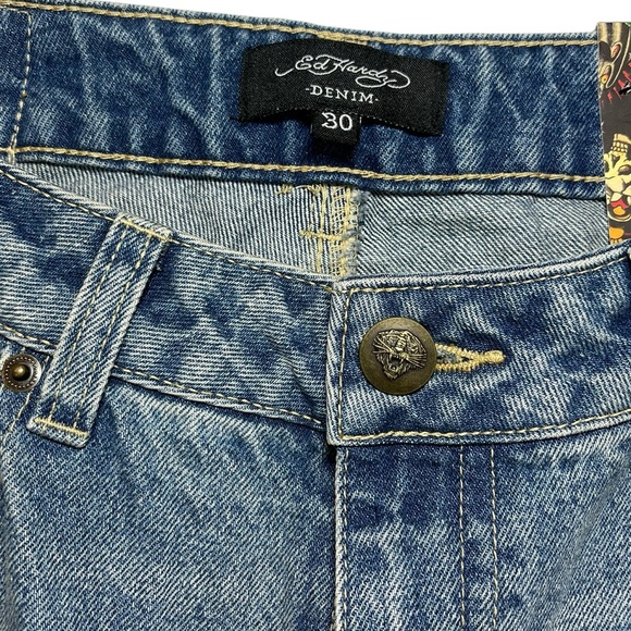 NEW Ed Hardy Tattoo Koi Baggy Jeans Y2K Paint Splatter Multicolor Womens Size 30 - Picture 5 of 16